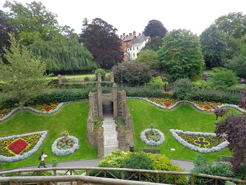 Guildford Castle Gardens in 2015 - with Alice in Wonderland themed landscaping.
