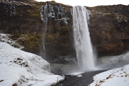 The small but beatuiful Seljalandsfoss waterfall