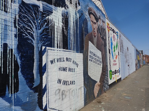 Just one of the political murals in the Shankill/Falls district.