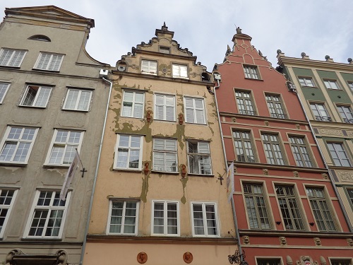 Beautiful building facades in the old centre of Gdansk.