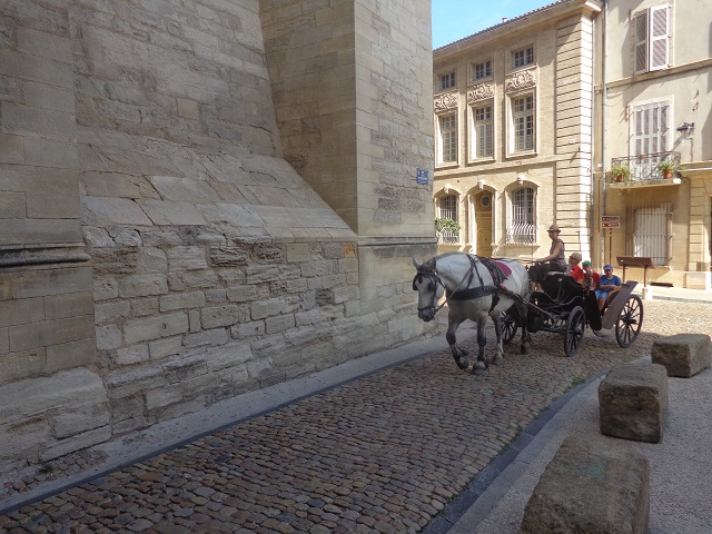 The narrow streets inside the walls in the city of Avignon - perfect for horses, terrible for cars!