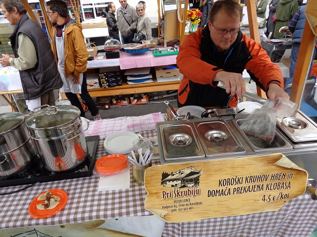 Trying some local dumplings at Friday's Open Kitchen market in Ljubljana! It was delicious!