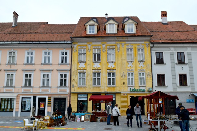 The colour houses on Kranj's market square