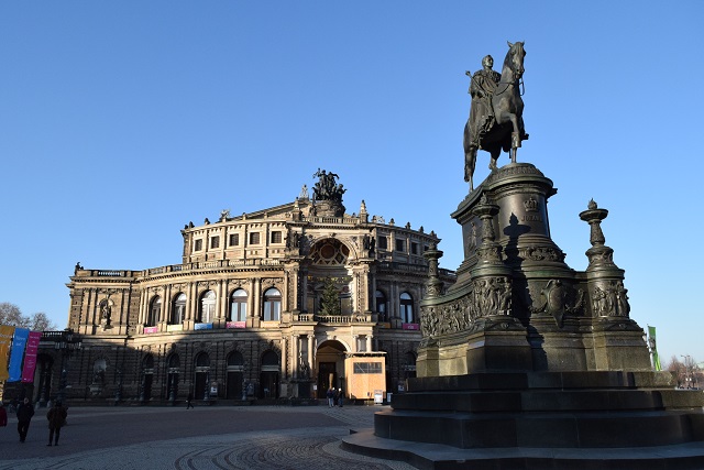 The Semperoper, just outside the Zwinger, with Augustus the Strong on horseback.